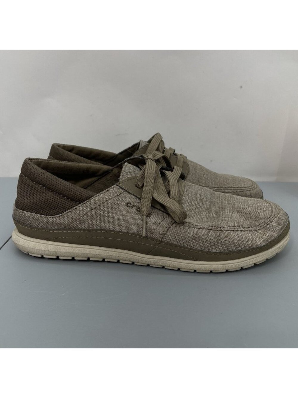 Crocs Santa Cruz Playa Shoes Sneakers Comfort Casual Lace Up Canvas Brown Mens 9